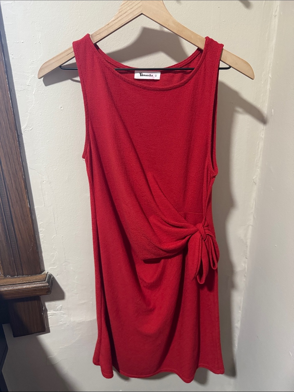 Red Tie-Side Sleeveless Mini Dress